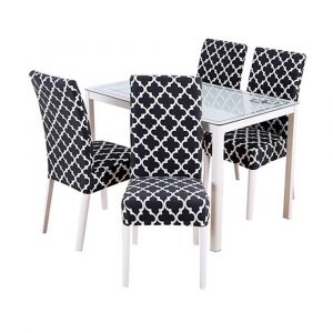 Lot de 4 housses de chaise extensibles lavables &agrave; imprim&eacute; floral pour chaises de salle &agrave; manger et de bureau - Neuf