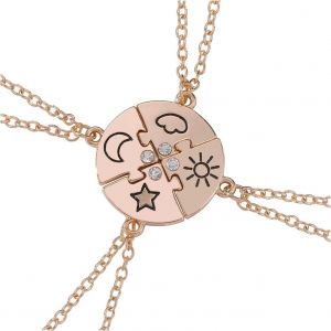 Kal-Colliers D'amitié, Colliers Bff Pour 3/4, Amitié, Collier D'amitié, Collier D'amitié, Collier Soleil, Étoiles, Lune, Cristal, Pendentif, Bijoux, Cadeaux Pour Filles 3/4 - Neuf