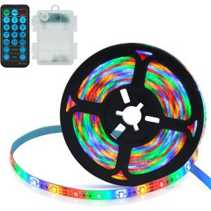 Bande Led À Piles-2 M-128 Led Multicolores-Rétroéclairage Tv Avec Télécommande,Minuterie,Bande Lumineuse Led Autocollante Pour Armoire,Cuisine,Chambre À Coucher - Neuf
