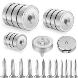 Meimie-Lot De 12 Aimants,Aimants En Néodyme,9-24lbs De Force De Traction Avec Fraisage Et Vis 16/20 / 25mm Vis Pour L'artisanat,Rangement D'outils,Aimants De Bricolage - Neuf