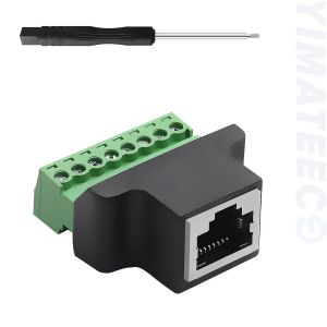 KALANKA-Adaptateur de bornier à vis, RJ45 femelle vers bloc terminal, 8 broches, bloc de bornier à vis, adaptateur réseau LAN pour Cat7, Cat6, Cat5, Ethernet Extender CCTV/DVR (RJ45 femelle, 1 - Neuf
