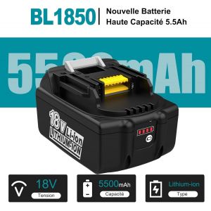 SUBZONAL-Energup 4 Pi&egrave;ces 18V 5500mAh Batterie de Remplacement pour Makita Batterie 18V BL1850B BL1850 BL1860 BL1840 BL1830 BL1815 BL1820 avec Indicateur LED - Neuf