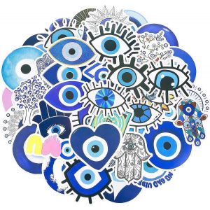 50 Pcs Mauvais ?il Autocollants Mauvais ?il Ordinateur Autocollants Ordinateur Ordinateur D&eacute;calcomanies Imperm&eacute;able Esth&eacute;tique Mauvais ?il Autocollants - Neuf