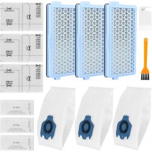 CHENG-Sac Aspirateur Ensemble avec Miele GN S8340 Complete C3 C2 Compact C1 C2, 3 Filtre HEPA Air Clean, 3 Sac Aspirateur, 6 Microfiltres, Accessoires pour Miele S&eacute;rie - Neuf