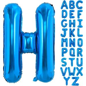 CAUC-Grand ballon bleu H - letter de 40 pouces grand ballon h&eacute;lium, feuille d'aluminium film polyester grand ballon lettre f&ecirc;te d'anniversaire anniversaire articles d&eacute;coratifs pour la Saint - Valenti - Neuf