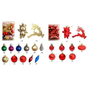 Lot de 2 d&eacute;corations multicolores rouges pour sapin de No&euml;l - Neuf