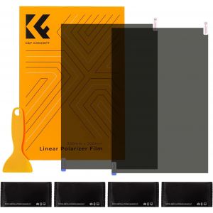 2 Pi&egrave;ces Filtre Polarisant, 300 x 200 x 0,2 mm, Feuille lin&eacute;aire 90 Degr&eacute;, Film Protection Auto-adh&eacute;sif avec Raclette et 4 Sachets de Lingettes Sec - Neuf