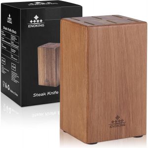 Mevronisshop-Bloc Couteaux Cuisine &Agrave; Steak, 6 Fentes Porte Couteau A Steak, Range Couteaux De Cuisine En Bois D'acacia, Porte Couteaux &Agrave; Steak Cuisine - Design Compact Et Peu Encombrant - Neuf