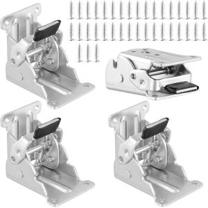 Lot de 4 pieds de table pliants de 0 à 90 ° - Charnière pliante avec vis - Support de support pliable - Console pliante pour pieds de table, établi - Argenté - Neuf