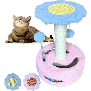 Arbre Griffoir Pour Chat, Panier Chat, Poteau Griffoir, Petit Tour 35 Cm Avec 3 Balles De Jeu - Neuf