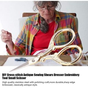 Antique De Point De Croix Broderie Ciseaux Couture Ciseaux En Acier Inoxydable De Ménage Ciseaux De Couture Tailleur Cisailles Pour Le Bricolage De L'artisanat De La Broderie D'art De Travail(Or) - Neuf