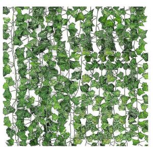 12 feuilles de lierre artificielles de 2,1 m, fausses vignes, plantes suspendues artificielles - Neuf