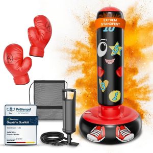 Aventera Sac De Frappe Pour Enfant De 3 &Agrave; 12 Ans (160 Cm Avec Effet D'apprentissage) &iquest; Ensemble 4 En 1 [Sac De Boxe, Pompe, Gants, Sac] &iquest; Kit De Boxe Pour Enfants &iquest; Mat&eacute;riau Extr&ecirc;mement &Eacute;pais - Neuf