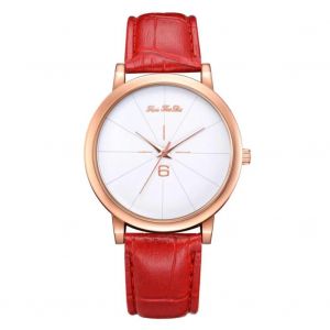 Serpent Doux &Agrave; La Mode Imprim&eacute; Pu Cuir Femmes Montre Or Rose Cadre Quartz Montre-Bracelet Rouge - Neuf