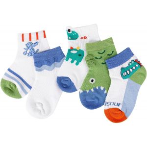 5 Paires Chaussettes Dinosaures Pour Garçons,Chaussettes De Sport Chaussettes Athlétiques Chaussettes En Maille Respirante Pour L'été,Chaussettes Basses Pour Enfants De 1-8 Ans.[C2057] - Neuf