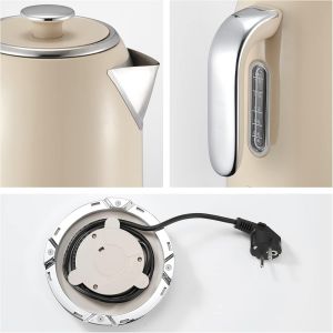 Bouilloire 1,7 L, 2200 W, En Acier Inoxydable, Avec Grille-Pain Combinable En Kit, Style R&eacute;tro (Affichage De La Temp&eacute;rature De L'Eau Au Design R&eacute;tro, Indicateur De Niveau D'Eau Externe - Neuf