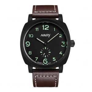 Nary Montre De Sport Lumineuse Étanche En Cuir De Quartz Pour Homme (Marron Et Vert) - Neuf