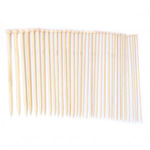 18 paires d'aiguilles a pointe unique en bambou ecologique avec capuchon perle (20 cm/7,87 pouces) - Neuf