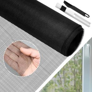 Moustiquaire Fenêtre 90x500cm Moustiquaire En Fibre De Verre Rouleau Moustiquaire Maille D'écran Anti-Mouches Filet Écran Insecte Diy Moustiquaire Pour Fenêtres Et Portes(Noir) - Neuf