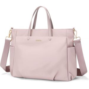 Sac Fourre-Tout Pour Ordinateur Portable 15.6 Pouces,Sac à Bandoulière Pour Ordinateur Pour Femme,Sac à Main élégant Pour Le Travail et Les Voyages (Gris Rose) - Neuf