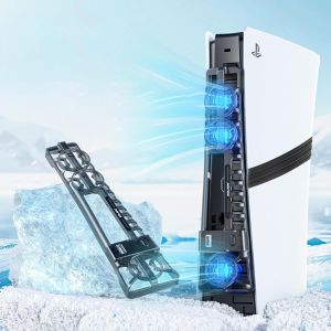 Lkljij-Ventilateur De Refroidissement Pour Ps5 Pro/Ps5 Slim,Détection Automatique De La Température,Avec 3 Niveaux De Vitesse Du Vent Réglables - Lumières Led - Port Usb (Pour Ps5 Pro/Ps5 Slim) - Neuf