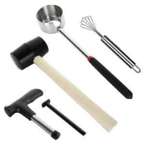 Paquet de 5 kits d'ouvre-noix de coco en acier inoxydable pour jeunes noix de coco avec outil Jack - Neuf