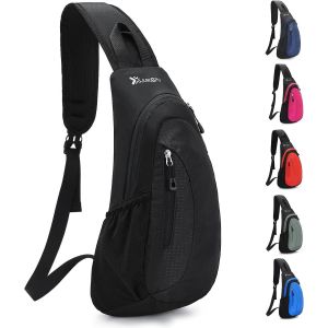 CHENG-Sacoche Homme Bandouliere Grande Capacité Sac de Poitrine Homme et Femme Léger Étanche Sling Petit Sac à Dos pour Hommes Femmes Randonnée Cyclisme Voyager Plein Air Noir Carbone - Neuf
