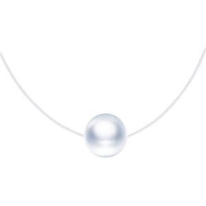 Kalanka-Micvivien Femmes Cha&icirc;ne En Nylon Transparent Avec 8mm Perle Pendentif Collier Argent Sterling 925 / Ligne De P&ecirc;che Invisible Choker Collier - Neuf