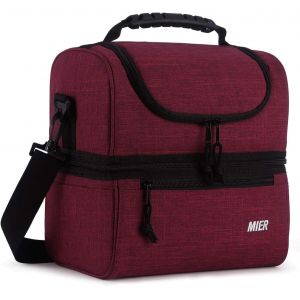 Grand Sac Fourre-Tout Isotherme Pour Homme, Femme, Double &Eacute;tage, Rouge Fonc&eacute; - Neuf