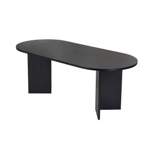 Table &agrave; manger en bois "Sabella" 200 x 90 x 75 cm - Bois Noir - Neuf