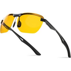 Lunettes de Conduite de Nuit Anti-éblouissement pour Hommes et Femmes en Alliage Al-MG Semi-Transparent à Ressort polarisées pour la Conduite de la pêch - Neuf