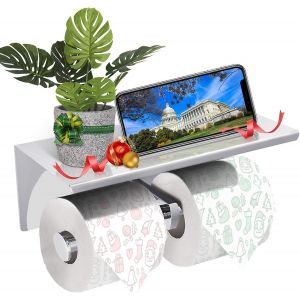 Porte-papier toilette double,étagère de rangement en acier inoxydable 304,porte-rouleau de papier toilette avec support de téléphone, - Neuf