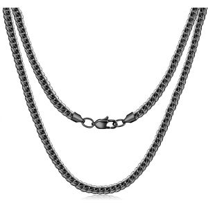 Trahoo-Chaine Argent | Chaîne En Or | Chaine Noire Pour Homme, 4.5/5.5 Mm Cuban Link Necklace For Men Women Jewelry Gift For Women Men Boy Girls Sturdy Shiny Mens Chain 46-66 Cm - Neuf
