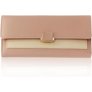 CAUC-Porte Monnaie Femme Cuir PU Long Portefeuille Femme avec Pochette Zipp&eacute;e et Fen&ecirc;tre d'Identification, 9 Fentes pour Cartes de Cr&eacute;dit Porte Feuilles pour Femme avec Snap (Rose) - Neuf