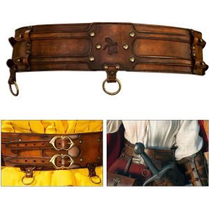 Ceinture Médiévale Large Pour Homme En Cuir Synthétique Vintage Avec Boucle - Accessoires De Déguisement Pour Homme Marron[Cei9261315] - Neuf