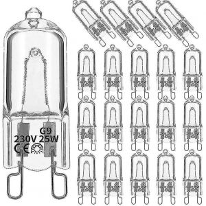 Lot De 20 Ampoules Halog&egrave;nes G9, 25 W, Transparentes, Dimmables, Blanc Chaud 2800 K, Pour Lustres, Pend-Meini - Neuf
