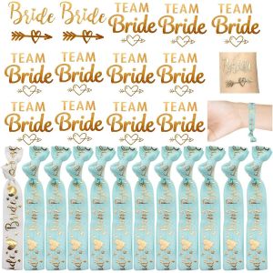 12pcs Bracelet Team Bride D&eacute;coration,Bride Et Team Bride Bracelet Pour Femme C&eacute;libataire Parti Bracelet Et 12pcs Hen Party Tattoo Mariage Tatouage De Mari&eacute;e. - Neuf