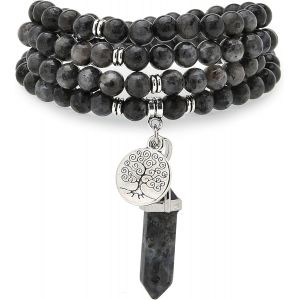 Eryi-Arbre De Vie Charme, Cadeau De Bijoux Faits À La Main, 108 Perles Naturelles De Marais Bracelet Spirit Collier Avec Reiki Quartz Hexagonal Prism Pendentif - Neuf