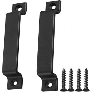 2pcs Grange Poignée de Porte - Noir Solide Poignée de Porte en Acier - Comprend les Vis (Noir) - Neuf