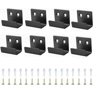 YEMAESRE-8Pièces Crochets Robustes De Mur, Equerre En U Crochets, Crochet Mural Inox, Pour Bain Cuisine Garage Porte Manteau Crochet Robuste Avec 16 Vis + 16 Tube D'Expansion(Noir) - Neuf