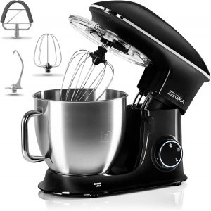 Planeet Chef Robot P&acirc;tissier Multifonctions 1500W, Machine &Agrave; P&eacute;trir Cuisine &Agrave; P&acirc;te Avec Bol En Acier Inoxydable De 6.5 L, 6 Vitesses, P&eacute;trin &Agrave; P&acirc;te Avec Set De P&acirc;tisserie 3 Pi&egrave;ces (Black) - Neuf