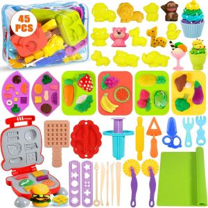 45 Pi&egrave;ces P&acirc;te &Agrave; Modeler Pour Enfantsaccessoires Pour Cr&eacute;er Des Hamburgers Et Des Pizzap&acirc;tesoutils De P&acirc;te &Agrave; Modeleravec Sac De Rangement - Neuf