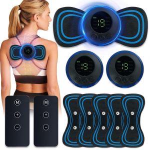 2 Masseurs Mini Appareil De Massage Ems, Coussinet De Massage Cervical, Masseur Ems Auto-Adh&eacute;sif Sans Fil, Masseur &Eacute;lectrique 8 Modes 19 Niveaux, Pour Le Soulagement De La Douleur - Neuf