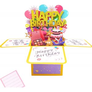 Carte Anniversaire Cartes D'anniversaire Pop-up Carte de Voeux 3d Avec Enveloppe Cadeau pour Femmes Hommes Filles Amis M&egrave;res (A HB) - Neuf
