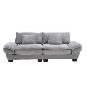 Canap&eacute; droit 2 Places Confortable- Assise Ultra-Profonde- Rembourrage &Eacute;lastique- 224&times;81&times;81cm- Gris clair - Neuf