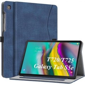 Eryi-Coque Pour Samsung Galaxy Tab S5e 10.5U201d 2019 - Housse Multi Angles Etui Case Cover De Protection Avec Poche De Document, Fonction Sommeil/Réveil Automatique, Denim Indigo - Neuf