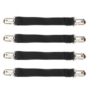 4pcs Attaches Drap De Lit Housse Matelas Canapé Réglable Sangle Housse De Maintient Tendeur Draps Bretelles Noir - Neuf