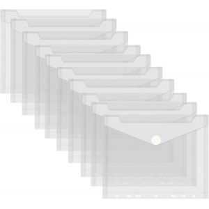 Chenquansarl-Pochette Plastique Classeur A5, Lot De 10 Porte Documents Classeur A5 Transparente Avec Bouton Porte-Documents Imperm&eacute;able Organisation Pour Voyage Famille Bureau D&eacute;poser (23x18cm, 7 Per - Neuf