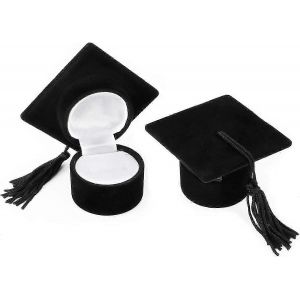 2 Pcs Graduation Ring Box,Bague De Fian&ccedil;ailles De Mariage Velvet Box Graduation Bachelor Cap Box Ring Bearer Holder Jewelry Box Bo&icirc;te De Rangement Chapeau Design Box W - Neuf