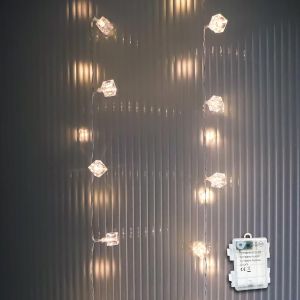 KAL-Guirlande Lumineuse À 40 Led - Cube Transparent - Fonctionne Avec Piles - 5 M - Blanc Chaud - Pour Salon, Chambre D'Enfant, Chambre À Coucher, Intérieur, Extérieur, Noël, Fête De Mariage - Multi - Neuf